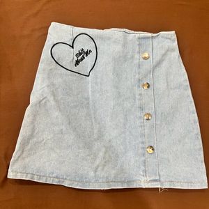 Embroidered Denim Skirt