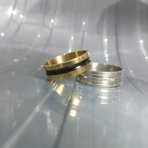 Golden And Black & Silver Metal Ring For All