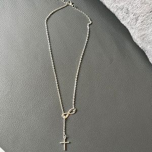 New Silver Infinity Chain With Cross