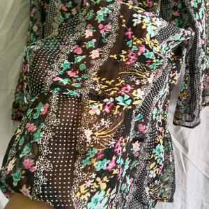 black mesh floral top(Girls)