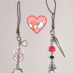 Hello Kitty And Spider Man Phone Charms