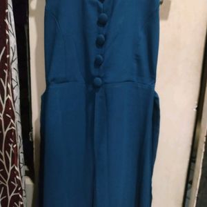 women georgette metal blue front cut kurti