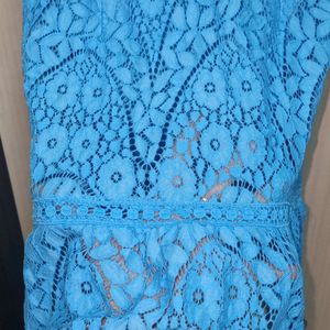 Sky blue backless Dress