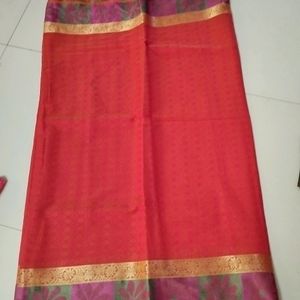 Light Orange Silk Cotton Saree...