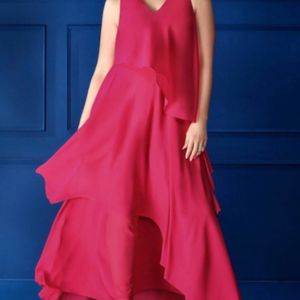 💥500rs For Today 💥Pink Solid Maxi Dress🩷