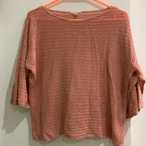 Peach Crochet top with cut design sleeves