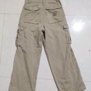 Khaki Colour Loose Fit Cotton Pants