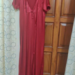 2 piece Long Satin nighty ( size: Large)