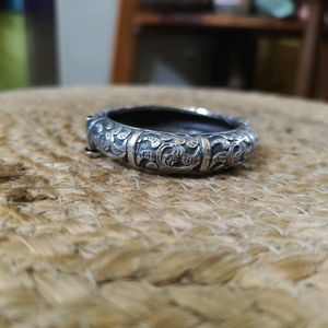 Silver Replica Antique Look Chitai Work Bangle