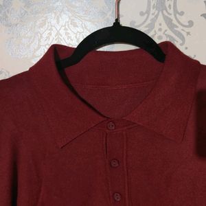 Unisex Brown Sweater With Collar