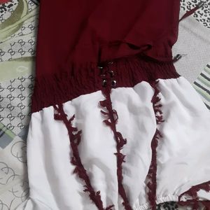 Cherry Red nd white beautiful frock