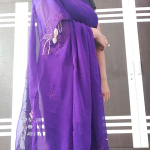 Embroidered Pearl Saree