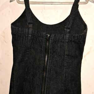 Black Strappy Denim Top