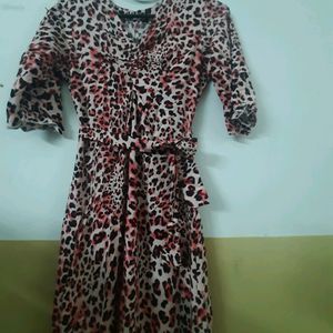 Self Design Leopard Print Dress