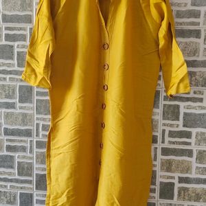 Yellow Plain Kurti.Size : XL