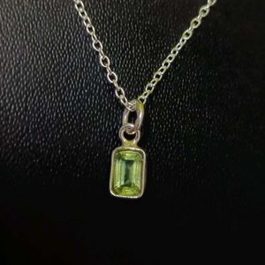 Pure Sterling Silver With Peridot Dainty Necklace