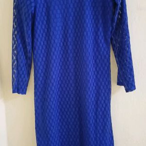 Blue Long Lace Straight Kurta.