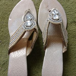 Golden Stone Moti Work Sandal