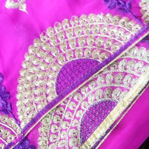 💕Amma Beautiful Embroidery Dark Pink 😍💖Saree