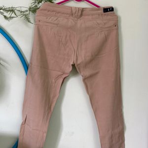 Beige Cotton Skinny Jeans