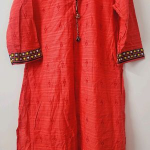 Red Cotton Suit Along With Duppata