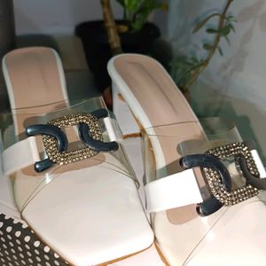 Embellished Transparent White Heels