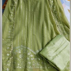 New Lemon Green Heavy Embroidered Kurta Set