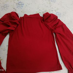 High Neck Maroon Top