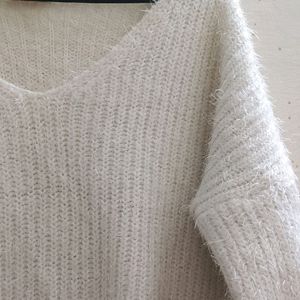 Oversized Cozy Furry White Sweater