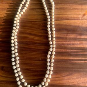 White Double Chain Beaded Necklace