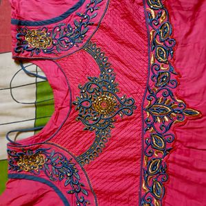 Pure Cotton Flared  Anarkali , Pant And Dupatta