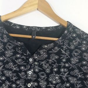 Black Printed Top Full Sleeves