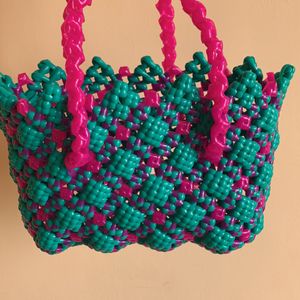 Pink With Green Small Basket