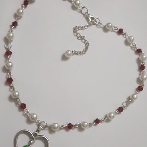 Elegant Cherry Pearl Necklace Handmade