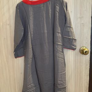 Grey Rayon Embroidered Kurti