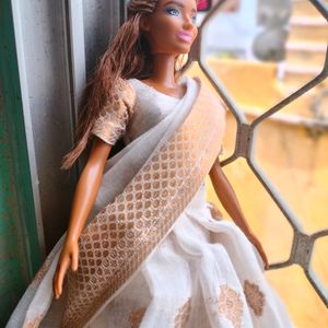 Kerla Style Half Saree For Barbie Doll 🤍