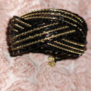 Beautiful Cutdana Work Black Adjustable Bracelet