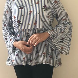 Striped Floral Tops In Cheap Price