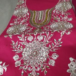 Beautiful Pink Party Wear Unstitched Suit