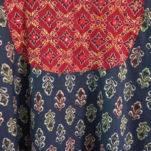 Jaipur Cotton Kurti With Mirror And Bead Work