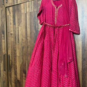 Pink Gown Suit With Belt