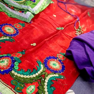 RED AND GREEN Embroidered SUIT On Eid