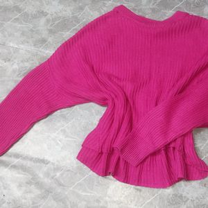 Magenta Oversize  Knit Sweater