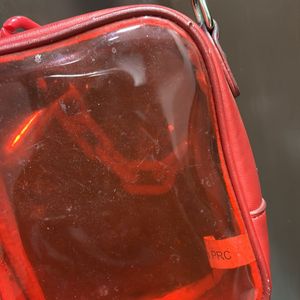 red transparent bag