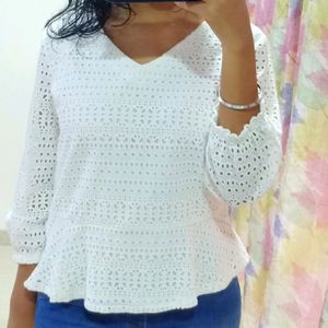 Casual White Cotton Top