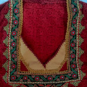 Eyecather Beautiful Embroiderd Maroon Cotton Cloth