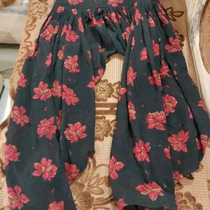 Black Floral Kurta And Patiala Salwar