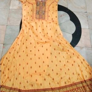 Chanderi Cotton Pattu Dress,Xxl Size,One Time Use