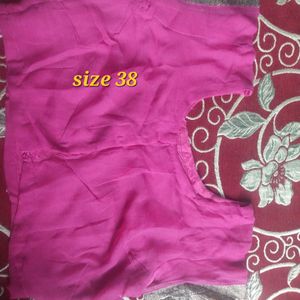 Siffon screen printed pinc Rose  clr ston work