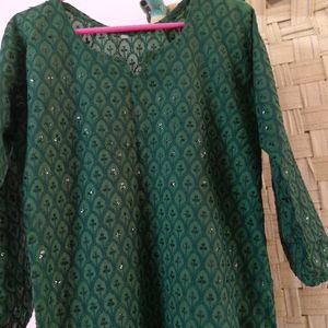 Chikenkari Kurti With Lagging